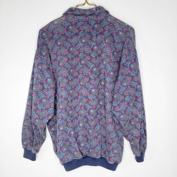 Vintage EURO JOY Paisley Print Henley Sweater Size S Oversized Psychedelic Boho - Picture 4 of 9